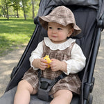 Load image into Gallery viewer, Baby Girl Checkered Romper, Peter Pan Collar, Hooded Cotton Outfit, Spring Autumn Toddler Clothes