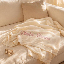 Personalized Embroidered Cotton Knit Baby Blanket, Custom Name Keepsake