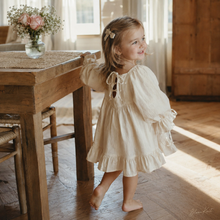 Girls Cotton Ruffle Dress, Puff Sleeves, Back Bow and Floral Styles