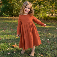 Girls Double Gauze Dress, Long Sleeve Cotton Toddler Fall Dress