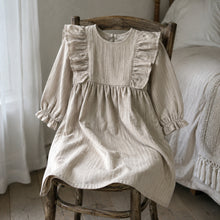Girls Vintage Ruffle Long-Sleeve Dress, Pintuck Fall Princess Dress