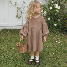 Girls Muslin Dress, Balloon Sleeve Cotton Linen Toddler Boho Dress