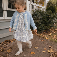 Girls Blue Lace Cardigan or Floral Dress, Cottagecore Fall Separates
