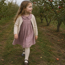 Girls Rustic Linen Peter Pan Collar Dress in Dusty Mauve or Gray Green, Fall Outfit
