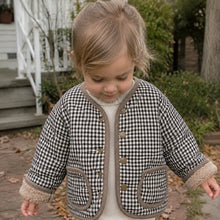 Toddler Reversible Sherpa Jacket, Ivory or Taupe Gingham Fleece Fall Coat