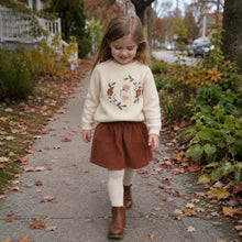 Girls Floral Bunny Embroidered Knit Sweater, Cream or Pink Fall Pullover