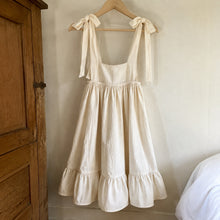 Girls Ivory Tie-Shoulder Maxi Dress, Open-Back Linen-Look Fall Dress