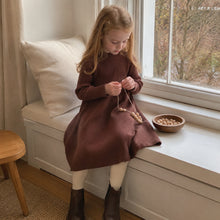Girls Long-Sleeve Ribbed Knit Midi Dress, Cozy Neutral Fall Sweater Dress