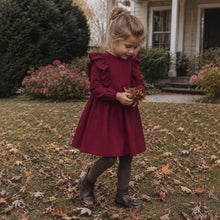 Girls Vintage Ruffle Long-Sleeve Dress, Pintuck Fall Princess Dress
