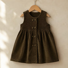 Girls Eyelet Lace Collar Top or Olive Brown Corduroy Pinafore Dress, Fall Separates