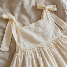 Girls Ivory Tie-Shoulder Maxi Dress, Open-Back Linen-Look Fall Dress