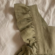 Girls Linen Pinafore Dress, Ruffle Strap Tie Back Toddler Sundress