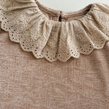 Girls Eyelet Lace Collar Top or Olive Brown Corduroy Pinafore Dress, Fall Separates