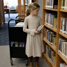 Girls Long-Sleeve Ribbed Knit Midi Dress, Cozy Neutral Fall Sweater Dress