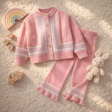 Toddler Girls Retro Jacquard Knit Sweater Set, Cozy Fall Outfit Ages 2-6