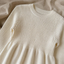 Girls Long-Sleeve Ribbed Knit Midi Dress, Cozy Neutral Fall Sweater Dress