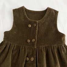 Girls Eyelet Lace Collar Top or Olive Brown Corduroy Pinafore Dress, Fall Separates
