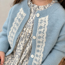Girls Blue Lace Cardigan or Floral Dress, Cottagecore Fall Separates