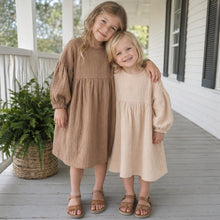 Girls Muslin Dress, Balloon Sleeve Cotton Linen Toddler Boho Dress