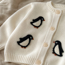 Baby Penguin Knit Cardigan or Vest, Ivory Charcoal Winter Sweater
