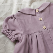 Girls Rustic Linen Peter Pan Collar Dress in Dusty Mauve or Gray Green, Fall Outfit