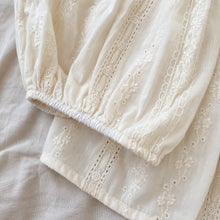 Ivory Cotton Baby Romper or Girls Dress, Matching Sister Outfit with Embroidered Lace Collar