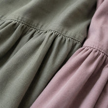 Girls Rustic Linen Peter Pan Collar Dress in Dusty Mauve or Gray Green, Fall Outfit