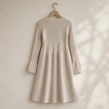 Girls Long-Sleeve Ribbed Knit Midi Dress, Cozy Neutral Fall Sweater Dress