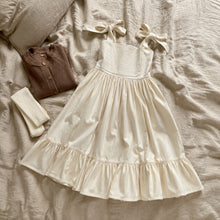 Girls Ivory Tie-Shoulder Maxi Dress, Open-Back Linen-Look Fall Dress
