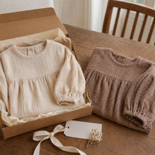 Girls Muslin Dress, Balloon Sleeve Cotton Linen Toddler Boho Dress