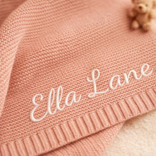 Personalized Embroidered Cotton Knit Baby Blanket, Soft Stroller Keepsake