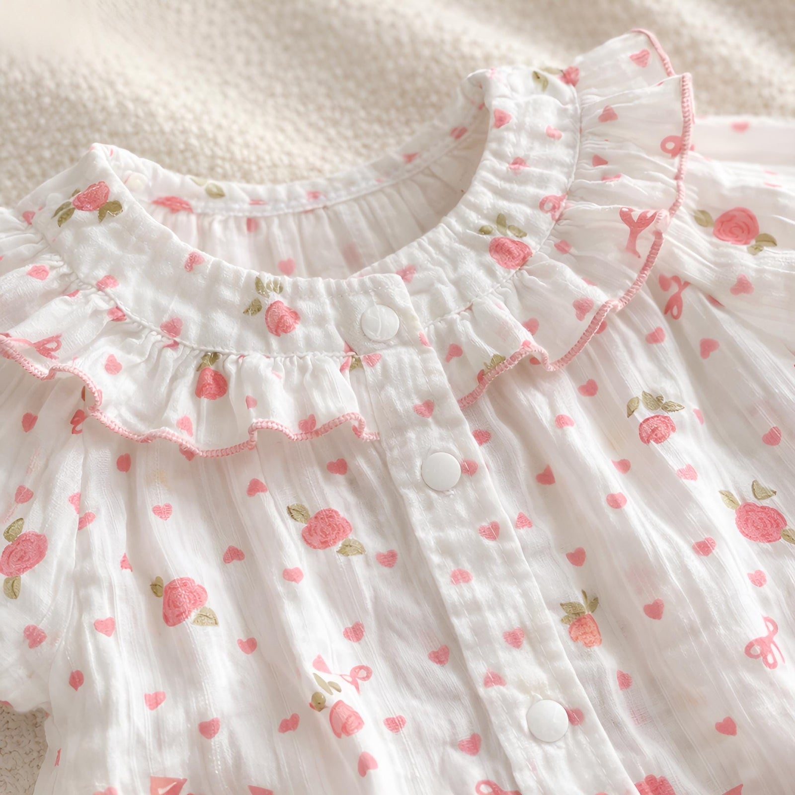 Floral Ruffle Cotton Baby Romper, Spring Summer Toddler Outfit
