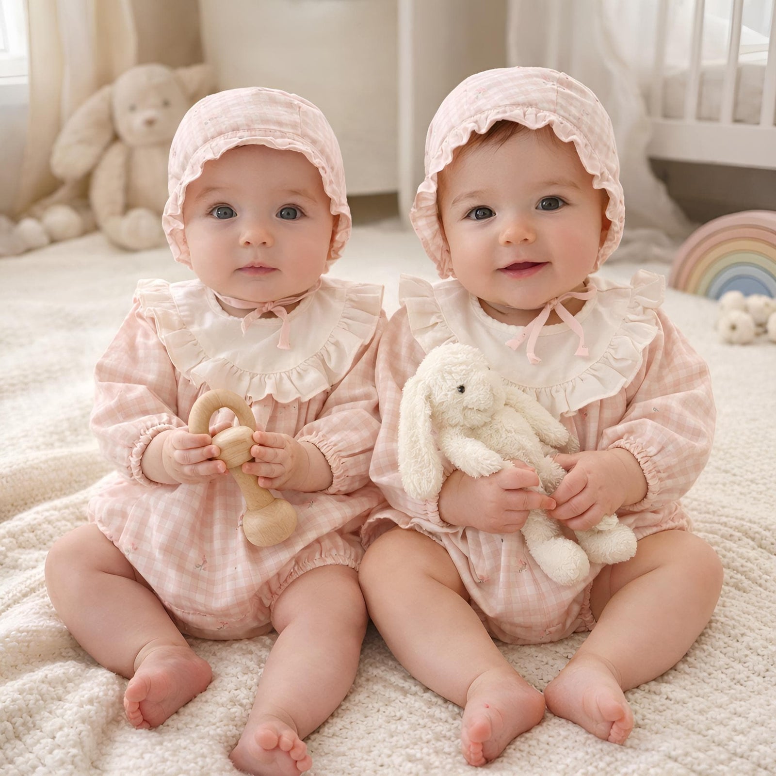 Baby Girl Gift Set Cotton Romper With Bonnet, Cute Baby Girl Outfit, Newborn Girl Clothes, Infant Romper, Baby Shower Gift