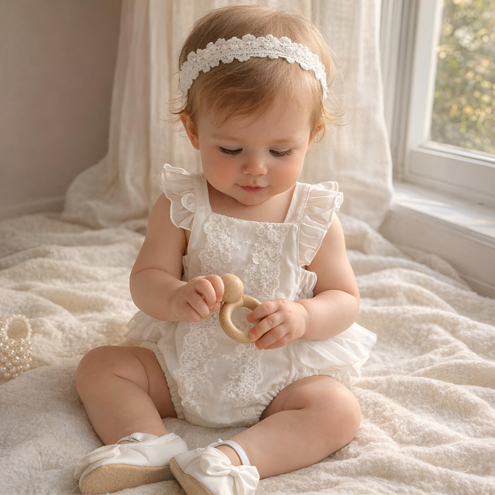 Baby Girl Cotton Romper, Lace Collar Floral Outfit, Soft Summer Clothes