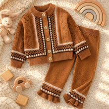 Toddler Retro Jacquard Knit Sweater Set, Cozy Fall Outfit Ages 2-6