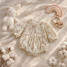 Baby Girl Floral Cotton Romper, Lace Collar, Spring Toddler Outfit
