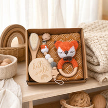 Newborn Baby Gift Box, Crochet Rattle & Muslin Blanket Baby Shower Gift Set