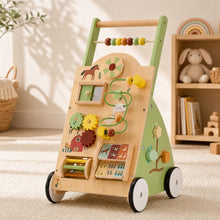 Wooden Baby Walker with Activity Center, Montessori Push Toy for Toddlers, First Birthday Gift