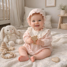 Baby Girl Gift Set Cotton Romper With Bonnet, Cute Baby Girl Outfit, Newborn Girl Clothes, Infant Romper, Baby Shower Gift