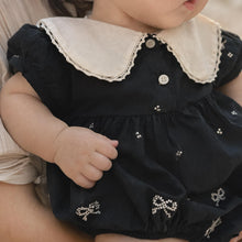 Toddler Girl Cotton Romper, Bow Embroidery Lapel, Soft Loose Baby Clothes