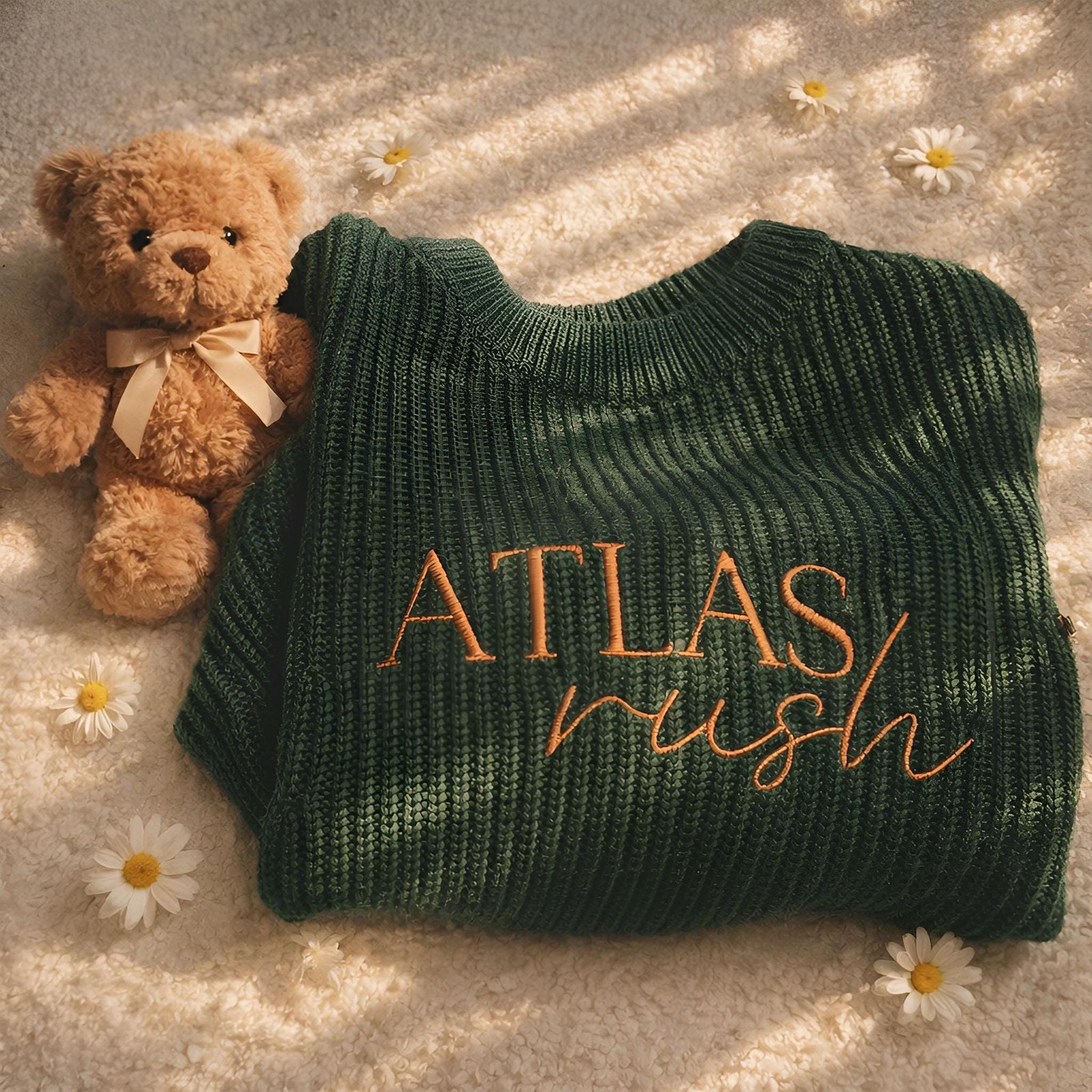 Personalized Embroidered Baby Name Knit Sweater, Custom Cozy Toddler Jumper