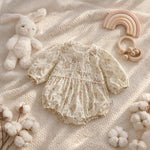 Load image into Gallery viewer, Floral Cotton Baby Romper, Lace Collar Toddler Outfit, Spring Newborn Clothes