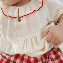 Baby Girl Summer Outfit Set Ruffle Top & Red Checkered Pants Cotton Toddler Clothes Cute Kids Outfit 6M-4T