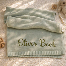 Personalized Embroidered Cotton Knit Baby Blanket, Custom Name Keepsake