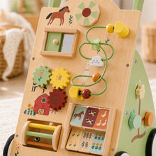 Wooden Baby Walker with Activity Center, Montessori Push Toy for Toddlers, First Birthday Gift