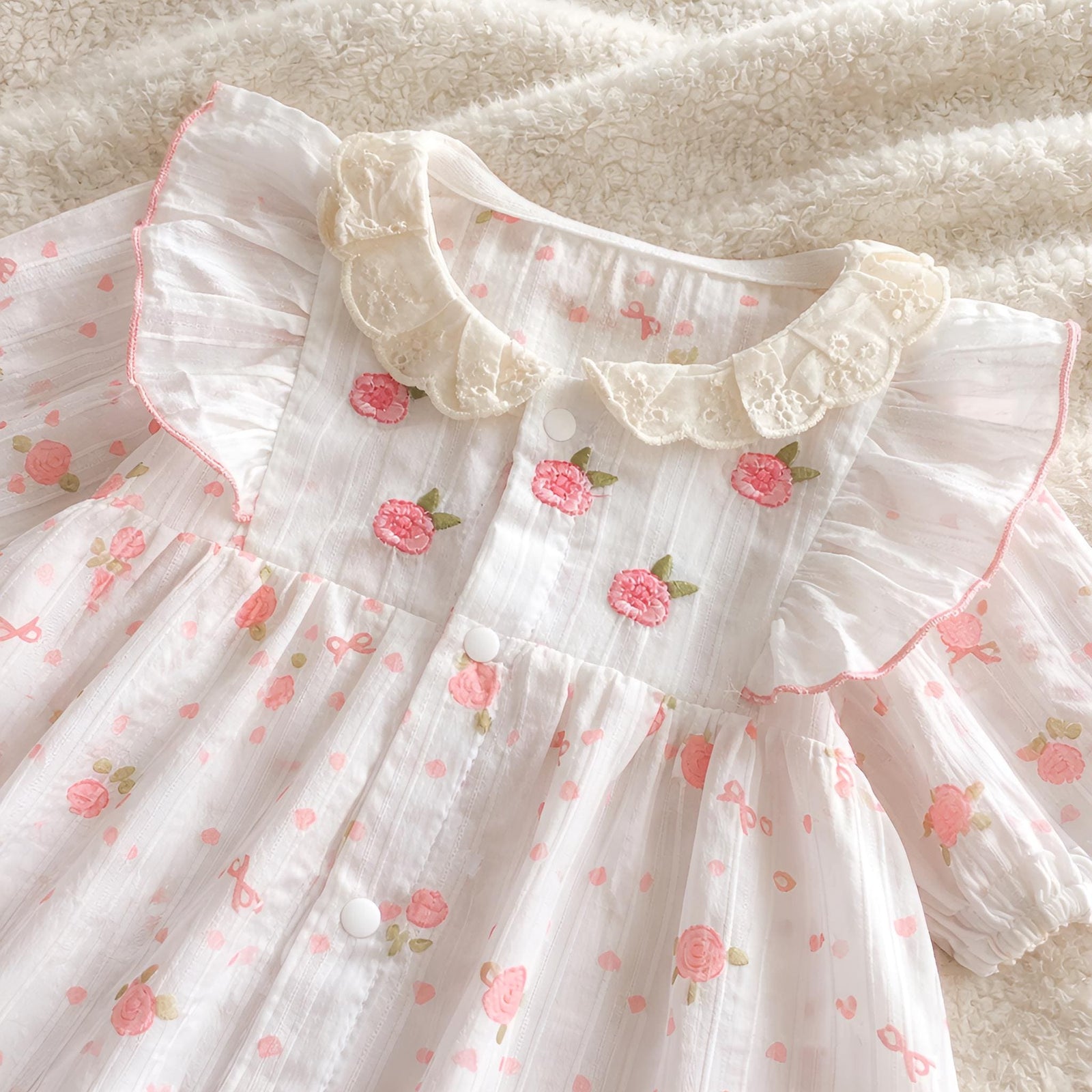 Floral Ruffle Cotton Baby Romper, Spring Summer Toddler Outfit