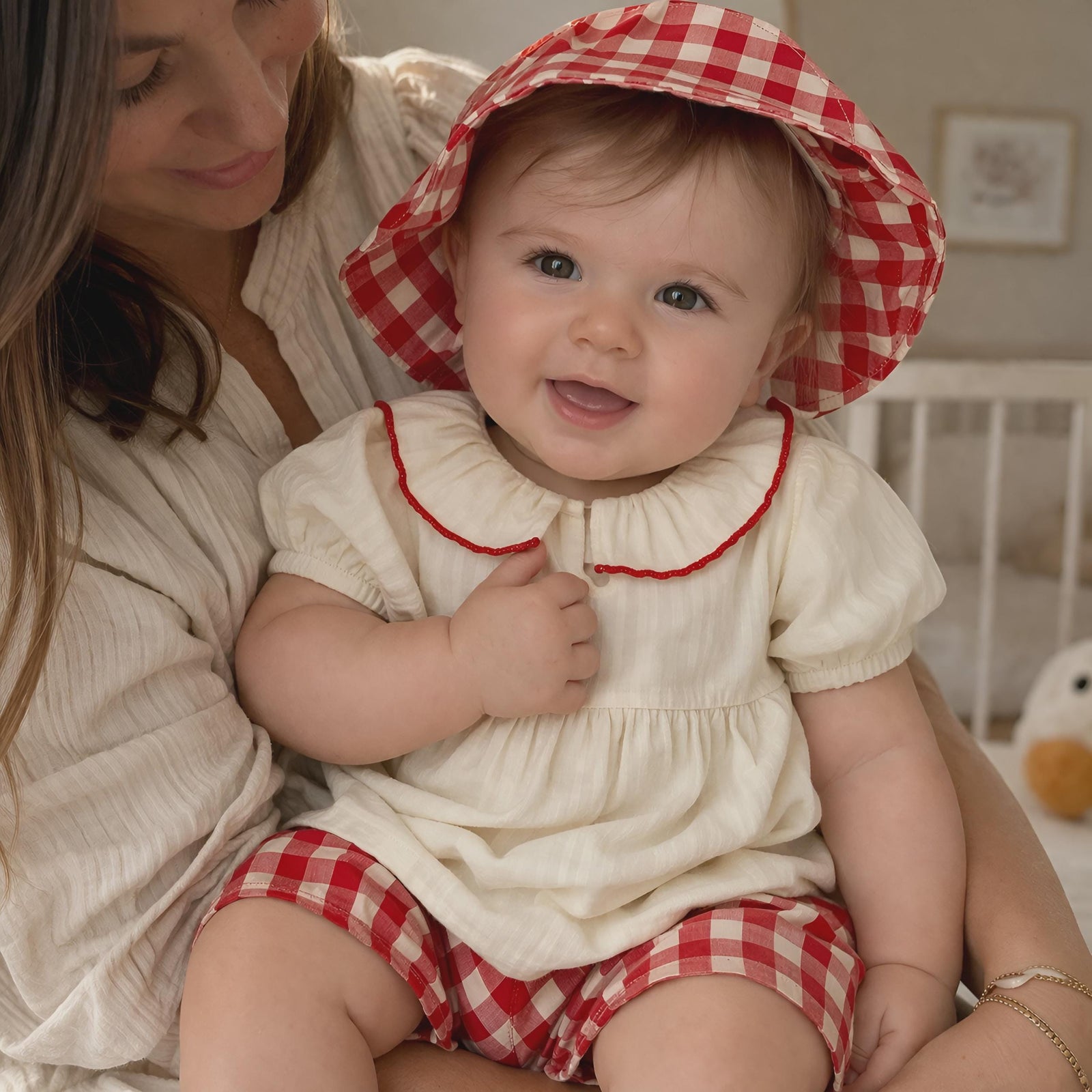 Baby Girl Summer Outfit Set Ruffle Top & Red Checkered Pants Cotton Toddler Clothes Cute Kids Outfit 6M-4T