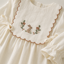 Girls Ivory Embroidered Cotton Dress, Long Sleeve Fall Toddler Outfit