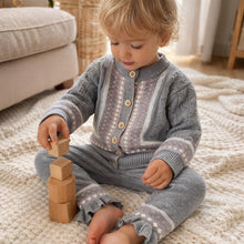 Retro Jacquard Toddler Sweater Set Cozy Fall Winter Spring Outfit 2-6Y