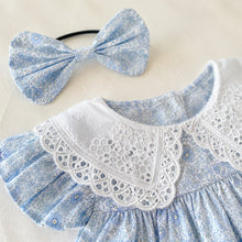 Baby & Girls Blue Floral Eyelet-Collar Romper or Dress with Headband